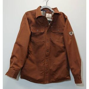 Whitetails men small coated canvas blanket lined shirt winter Cognac rust brown
